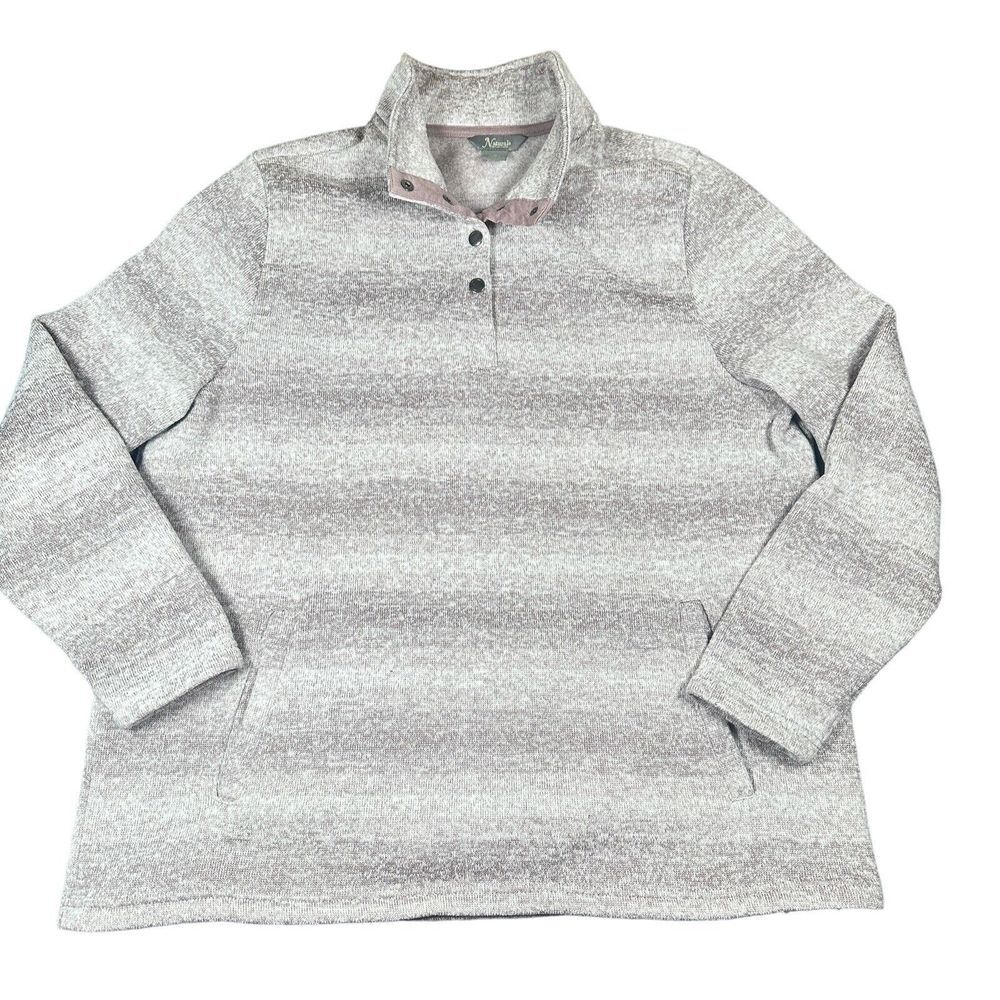 Men's XL Natural‎ Selections 1/4 Snap up Pullover Sweater Sweatshirt Pale Taupe